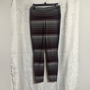 Athleta Red, Black and White Striped Leggings